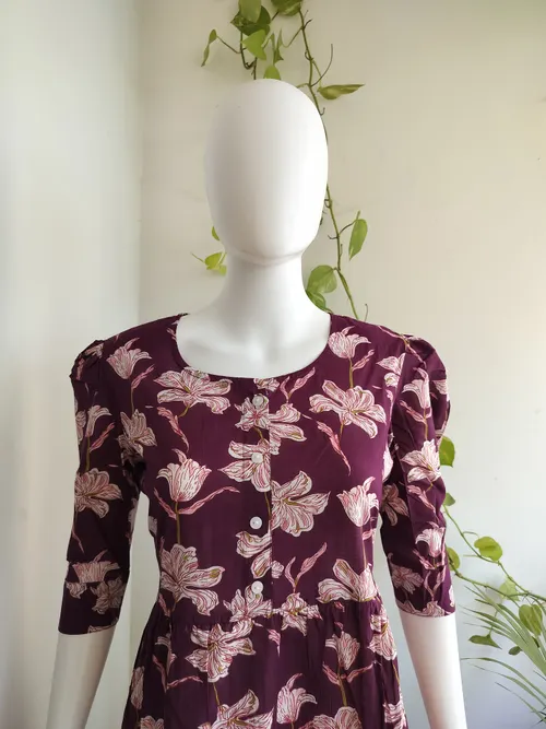 Cotton Floral Layer Maxi - Purple